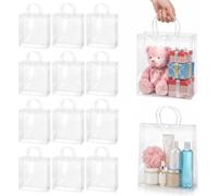 BadenBach 16 PCS Clear Plastic Gift Bags with Handles, 9.8x11.8x3.1 Inches