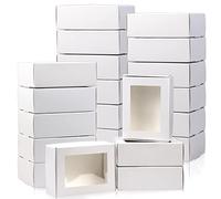 BadenBach 50 Pack Small Rectangle Kraft Paper Boxes with Clear Windows,3.33" x 2.35" x 1.18",Mini Soap Present Treat Gift Box for Bakery Candy,Chocolate Packaging Jewelry Display Wedding Party Favor