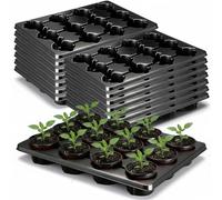 Baderke 15 Pack 12 Cell Round Nursery Pots Trays for 4 Inch Round Seedling Pots Plant Seed Starting Trays Germination Carrying Holders for Holding Transporting