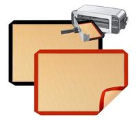 Baderke 2 Pack Toaster Oven Liner for Ninja St100 and St101 Foodi 2-in-1 Flip Toaster 9.6 x 5.6 in Silicone Liners Non Slip Silicone Baking Mat for Baking Cookies Bread Oven(Black, Red)