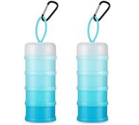 Baderke 2 Pcs Protein Powder Container with Funnels Stand, 4 Stackable Leakproof Protein Powder Dispenser, Portable Keychain Powder Container for Workout, Fitness, Travel(Blue)