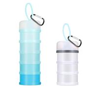 Baderke 2 Pcs Protein Powder Containers with Funnels Stand, 5 and 3 Layers Stackable Powder Supplement Travel Container Formula Organizer Storage Powders Holder for Travel Workout Fitness(White,Blue)