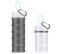 Baderke 2 Pcs Protein Powder Containers with Funnels Stand, 5 and 3 Layers Stackable Powder Supplement Travel Container Formula Organizer Storage Powders Holder for Travel Workout Fitness(White,Gray)
