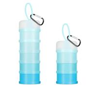 Baderke 2 Pcs Protein Powder Containers with Funnels Stand, 5 and 3 Layers Stackable Powder Supplement Travel Container Formula Organizer Storage Powders Holder for Travel Workout Fitness(Blue)