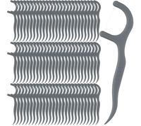 Baderke 200 Count Floss Picks Bulk Non Breakable Tooth Picks Flosser Dental Floss Sticks for Adults Teeth Cleaning Dental Flossers for Family Pack Travel(Grey)