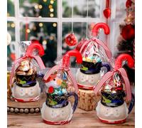 Baderke 21 Pcs/4 Set Christmas Party Favors Gifting Mugs Set Nutcracker Ceramic Mug Lollipop Coaster Candy Cane Tubes Ribbons Paper Raffia Christmas Cellophane Gift Bags for Xmas Party Supplies