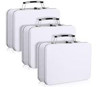 Baderke 3 Pack Metal Lunch Box 8.1 x 5.9 x 3 Inches with Hinged Lids DIY Metal Vintage Pale Mini Box Silver Gray for Men Women Adults Men (White)