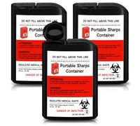 Baderke 3 Pcs Pocket Travel Sharps Disposal Container, 80ml Needle Disposal Containers Home Small Sharps Portable Biohazard Syringe Box for Home Travel Diabetic Supplies (Black)