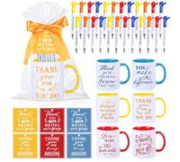 Baderke 36 Pcs Employee Appreciation Gifts Include 6 Set Thank You Staff Mug Gift Set 12 oz Appreciation Mugs Inspirational Pens Tags for Employee Staff Team(Thumbs up,Red Yellow Blue)