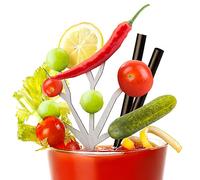 Baderke 4 Packs Tree Branch Gourmet Cocktail Pick Stainless Steel Bloody Mary and Cocktail Garnishes Silver Bloody Mary Tree Skewer Sticks Gift Cocktail Tree Holder for Drinks Fruit (Bright Style)