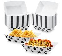 Baderke 50 Pcs 2lb Dog Paw Paper Food Trays Disposable Serving Trays | Paw Pattern Plates for Dog Birthday Favor, Hot Dog Serving Boat Design, Puppy Theme Decorations, Welcome Back to School Party