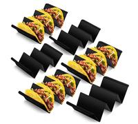 Baderke Mexico Taco Holder Stands Set of 6 Black Large Tray Plates Plastics Holder for Taco Night Tuesday Carnival Party Supplies, Dishwasher Microwave Safe