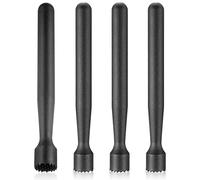 Baderke Muddler for Cocktails Plastic Bar Muddler Bulk 8 Inch Bar Accessories Tools Set for Home Ice Crusher Bartender Accessories Mojito Fruit Drink (Classic,Black,4 Pcs)