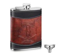 Baderke Personalized Groomsmen Flask 8 oz Stainless Steel Monogram Hip Flask for Men Leather Valentine's Day Birthday Gift for Dad Grandpa Wedding(Letter R)