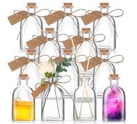 Baderke Potion Bottles with Cork 4 oz Glass Bottles Small Mini Vintage Style Favor Jars Clear Empty Bud Vases for Centerpieces Wedding Dining Table Home Decor(12 Pcs)