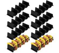 Baderke Taco Holder Stands Set of 8 Black Large Tray Plates Plastics Shell Holder for Taco Tuesday Night Mexican Festival Party Supplies, Dishwasher Microwave Safe