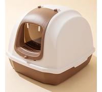 BADEZ Cat Litter Box with Lid,Durable Cat Litter Tray with Scoop,Pet Litter Box,Fully Enclosed Cat Toilet Detachable Anti Splashing Cat Litter Tray,for Indoor Cats,Brown