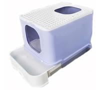 BADEZ Cat Litter Tray Litter Box with Front Entry and Top Exit,Cat Litter Box with Lid and Scoop,Enclosed Cat Litter Tray with Drawer Easy Cleaning,Purple