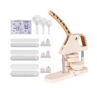Badge Button Maker Machine (25/32/58 mm) 3-in-1 Pin Maker with 300pcs Button Parts, Badge Button Press Machine Punch Press White