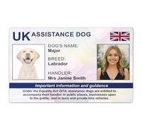 Badge Centre UK Assistance Dog Card & ID Card - PVC Durable Access Card with Photo - Equality Act 2010 Support Card for Handlers
