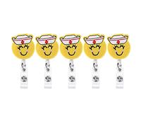 Badge Clip Fabric Embroidered Crocodilian Mouth Holder 5 Pcs, Stretchable Nylon, Durable Metal Clip - Retractable Design, Secure Hold for ID Cards, Ideal for Nurses and Employees (Nurse)