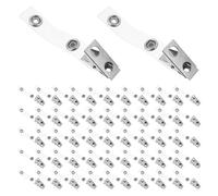 Badge Clips 200 PCS Metal with Double Hole PVC Strap Clamps for Id Card Holder