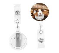 Badge Clips ID Name Badge Holder Reels Lightweight Plastic Guinea Pigs Badge Reel Name Tag Clips Badge Reel ID Badge Clip Cute Belt Clip for Nurse Id Card Holder