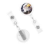 Badge Clips Retractable ID Badges Reels America US Flag Bald Eagle Badge Clip Lightweight Plastic Carabiner Clips Keychain Cute Belt Clip for Badges Holder Nurse Doctors