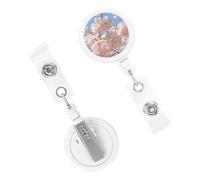 Badge Clips Retractable ID Badges Reels Cherry Blossom Badge Clip Lightweight Plastic Carabiner Clips Keychain Cute Belt Clip for Badges Holder Nurse Doctors
