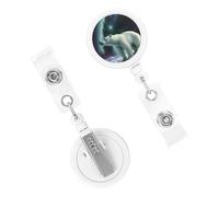 Badge Clips Retractable ID Badges Reels Polar Bears Northern Lights Badge Clip Lightweight Plastic Carabiner Clips Keychain Cute Belt Clip for Badges Holder Nurse Doctors