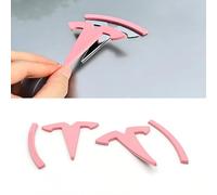 Badge Emblem Cover Kit compatible with the Tesla Model 3 Highland 2024-2025 - 3-Piece Set (Front Grille, Boot/Trunk, Steering Wheel) - 3D Carbon Fibre Look - Easy Fit Accessories,3-Pink