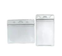 Badge Holder, 100pcs Transparent Plastic Badge Work Exhibition ID Name Card Holders for Office School Travel(SizeB)