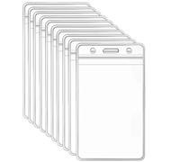 Badge Holder, 100pcs Vertical/Horizontal Version Card Clip Plastic Transparent Protective Holder for Office School Travel(Vertical Version)