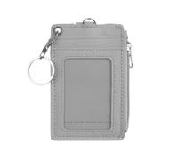 Badge Holder, 4pcs Portable PU Leather Wallet Office Work Business Badge Holder Zipper Pocket for School Travel(Grey)