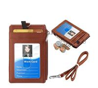 Badge Holder, 5pcs Badge Holder Card Wallet 5 Slots,1 Clear Window with Secure for Office School Travel(Brown)