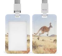 Badge Holder A Kangaroo Jumps Printed Vertical Name Card Holder Suitable for Office School ID Card Proximity Key Card Driver License and Pass