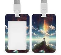 Badge Holder Anime Sky Printed Vertical Name Card Holder Suitable for Office School ID Card Proximity Key Card Driver License and Pass