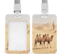 Badge Holder Bactrian Camels Move Slowly Printed Vertical Name Card Holder Suitable for Office School ID Card Proximity Key Card Driver License and Pass