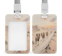 Badge Holder Camel Bells on The Ancient Road Printed Vertical Name Card Holder Suitable for Office School ID Card Proximity Key Card Driver License and Pass