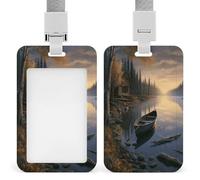Badge Holder Canoe by The Water Printed Vertical Name Card Holder Suitable for Office School ID Card Proximity Key Card Driver License and Pass