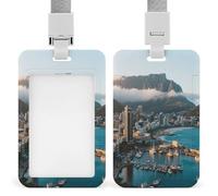 Badge Holder Cape Town City View Printed Vertical Name Card Holder Suitable for Office School ID Card Proximity Key Card Driver License and Pass