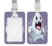 Badge Holder Cartoon Ghost Printed Vertical Name Card Holder Suitable for Office School ID Card Proximity Key Card Driver License and Pass