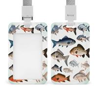 Badge Holder Different Fish Printed Vertical Name Card Holder Suitable for Office School ID Card Proximity Key Card Driver License and Pass