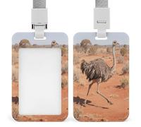 Badge Holder Emus Running Printed Vertical Name Card Holder Suitable for Office School ID Card Proximity Key Card Driver License and Pass