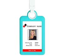 Badge Holder ID Badge Card Holder Vertical with Lanyard Silicon Neck Strap Heavy Duty ID Card Business Card Offices Supplies Light Blue