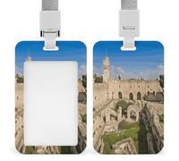 Badge Holder Israel at The Tower of David Printed Vertical Name Card Holder Suitable for Office School ID Card Proximity Key Card Driver License and Pass