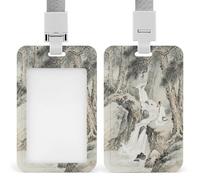 Badge Holder Listening to The Spring in The Pine Valley Printed Vertical Name Card Holder Suitable for Office School ID Card Proximity Key Card Driver License and Pass