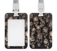 Badge Holder Many Skulls Get Together Printed Vertical Name Card Holder Suitable for Office School ID Card Proximity Key Card Driver License and Pass