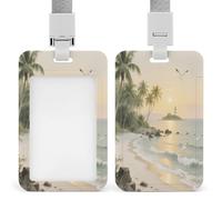 Badge Holder Morning Light on The Island Printed Vertical Name Card Holder Suitable for Office School ID Card Proximity Key Card Driver License and Pass