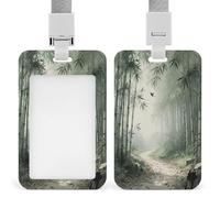 Badge Holder Path in The Bamboo Forest Printed Vertical Name Card Holder Suitable for Office School ID Card Proximity Key Card Driver License and Pass